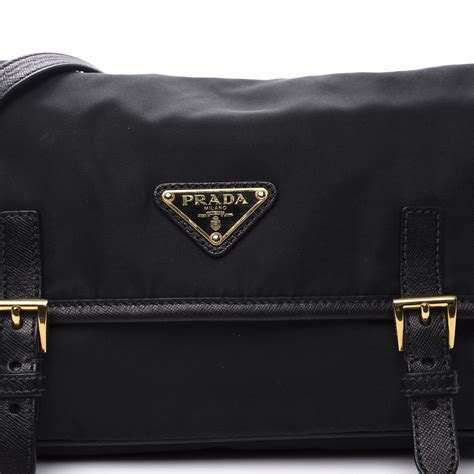 prada turqouise leather trim nylon|PRADA Tessuto Nylon Saffiano Logo Messenger Bag Black .